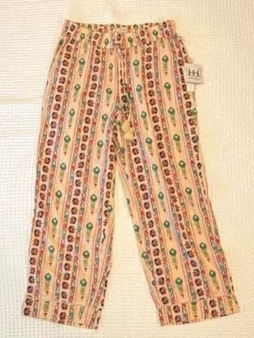 Haute Hippie Bohemian Printed Elastic Waist Pants with Tassels M NWT